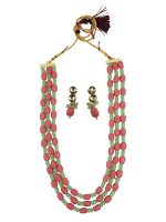 La Trendz Pink & Mint Beaded Multi-Layer Necklace Set - Image 2