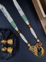 La Trendz South Indian Peacock Pendent Necklace Set For Women - Image 3