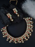 La Trendz Meenakari Gold Plated Necklace & Earring For Women