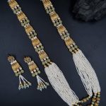 La Trendz Chand Square Shape Kundan Gold Mala Necklace For Womens