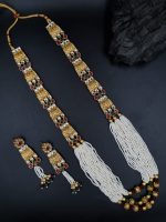 La Trendz Chand Square Shape Kundan Gold Mala Necklace For Womens - Image 2