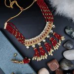 La Trendz Green Beaded Polki Beaded Choker Necklace Ethnic Jewelry
