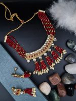 La Trendz Green Beaded Polki Beaded Choker Necklace Ethnic Jewelry