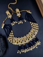 La Trendz Green Beaded Polki Beaded Choker Necklace Ethnic Jewelry - Image 2