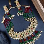 La Trendz Green Beaded Polki Beaded Choker Necklace Ethnic Jewelry