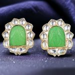 La Trendz Mint Carving Stone Stud Earrings For Women