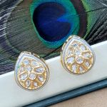 La Trendz Brass Glass Polki Kundan Gold Plated Stud Earring For Women