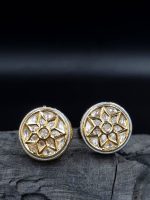 La Trendz Brass Glass Polki Kundan Gold Plated Stud Earring For Women - Image 2