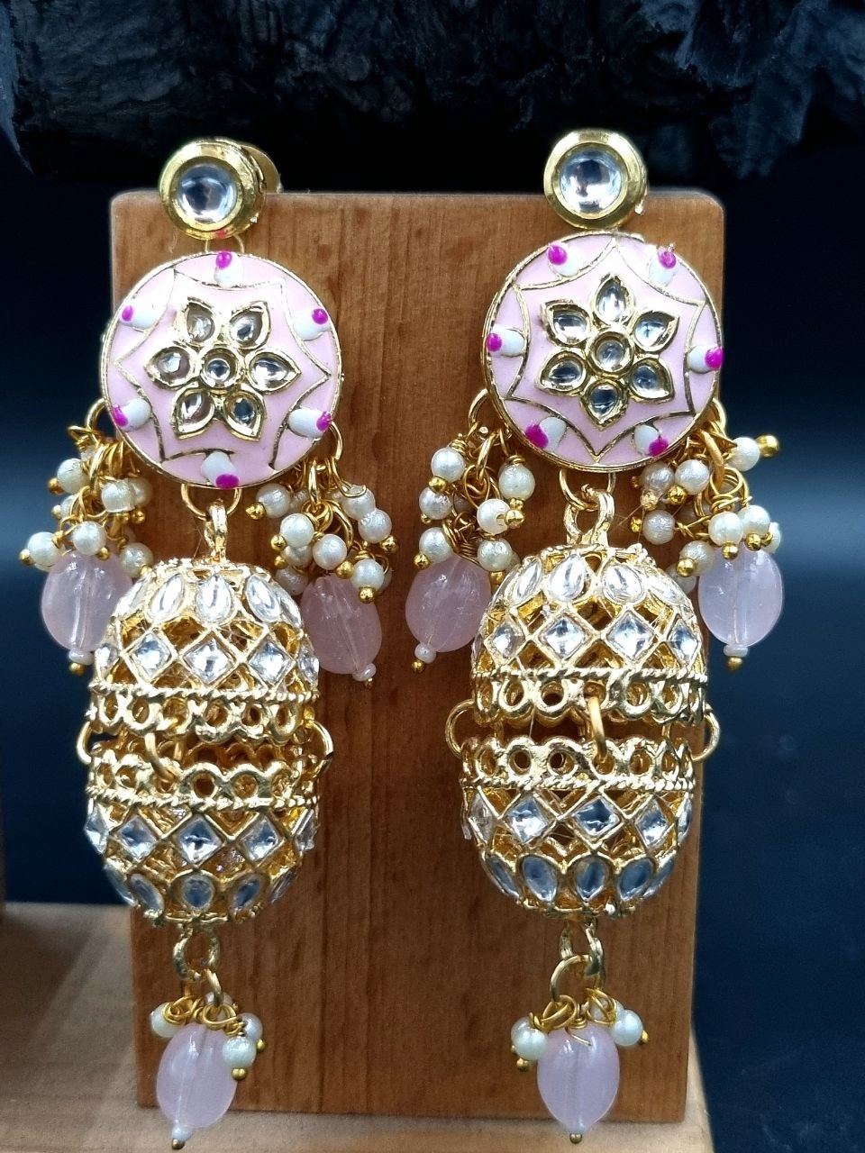 ER_179_PK_170 A La Trendz Kundan Gold Plated Jhumka Earring For Women - Image 1