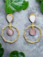 La Trendz Round Shape Hoop Rajwadi Gold Polish Dangle Earring For Women - Image 2