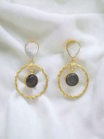 La Trendz Round Shape Hoop Rajwadi Gold Polish Dangle Earring For Women