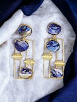 La Trendz Square Shape Rajwadi Gold Polish Dangle Earring For Women - Image 2