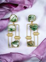 La Trendz Square Shape Rajwadi Gold Polish Dangle Earring For Women - Image 3