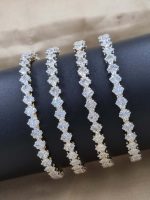 Party Wear High Gold Polish Designer American Diamond Bangles Set Of 4