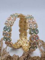 Meenakari Polki Gold Polish Fancy Style Bangles 2 Set
