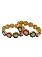 La Trendz Rajwadi Gold Polish Kundan Chuda Bangles 2 Set - Image 2