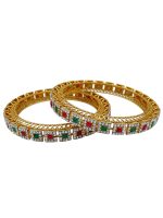 La Trendz Meenakari Rajwadi Gold Polish Pacheli Bangles 2 Set - Image 2