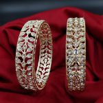 La Trendz Light Gold Polish Stone Studed Bridal Chuda Bangles 2 Set