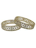 La Trendz Light Gold Polish Stone Studed Bridal Chuda Bangles 2 Set - Image 2