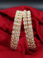 La Trendz Light Gold Polish Stone Studed Bridal Chuda Bangles 4 Set