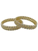 La Trendz Light Gold Polish Stone Studed Bridal Chuda Bangles 4 Set - Image 2