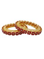 La Trendz Elephant Rajwadi Gold Polish Ruby Bridal Style Bangles 2 Set - Image 2