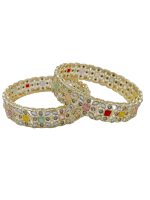 La Trendz Light Gold Polish Multicolor Fancy Style Bangles 2 Set - Image 2