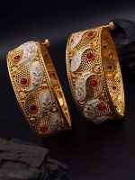 La Trendz Rajasthani Rajwadi Gold Polish Ruby Bridal Style Bangles 2 Set