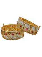 La Trendz Rajasthani Rajwadi Gold Polish Ruby Bridal Style Bangles 2 Set - Image 2