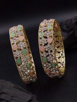 La Trendz Light Gold Polish Multicolor Fancy Style Bangles 2 Set