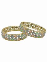 La Trendz Light Gold Polish Multicolor Fancy Style Bangles 2 Set - Image 2