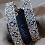 La Trendz Light Gold Polish Stone Studed Bridal Chuda Bangles 2 Set