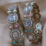 La Trendz Light Mehendi Polish Kundan Studed Bridal Chuda Bangles 2 Set
