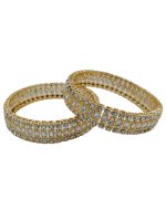 La Trendz Light Gold Polish Stone Studed Bridal Chuda Bangles 2 Set - Image 2