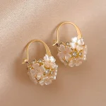 La Trendz Korean Gold Plated Flower Hoop Earrings For Women