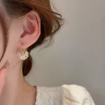 La Trendz Korean Gold Plated Flower Hoop Earrings For Women - Image 4