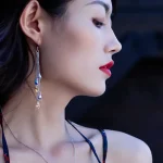 La Trendz Korean Silver Plated Stylish Long Chain Earrings For Women - Image 3