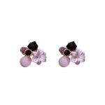 La Trendz Korean Designer Flower Purple Pearl Drop Earrings For Women - Image 2