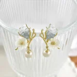 La Trendz Korean Designer Butterfly Pearl Drop Earrings For Women - Image 3