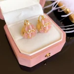 La Trendz Korean Statement Monalisa Stone Hoop Earrings For Women