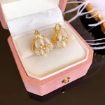 La Trendz Korean Statement Monalisa Stone Hoop Earrings For Women - Image 2