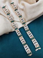 LA TRENDZ Wholesale Designer Kundan Stone Bangles | Ruby Green & White Bridal Bangle Set for Women | Premium Imitation Jewelry for Weddings & Parties