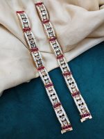 LA TRENDZ Wholesale Designer Kundan Stone Bangles | Ruby Green & White Bridal Bangle Set for Women | Premium Imitation Jewelry for Weddings & Parties - Image 2