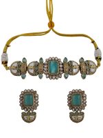 La Trendz Kundan Stone Bridal Choker Necklace Set with Earrings | Traditional Indian Wedding Jewelry for Women - Image 5