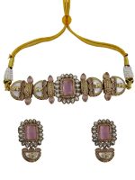 La Trendz Kundan Stone Bridal Choker Necklace Set with Earrings | Traditional Indian Wedding Jewelry for Women - Image 6
