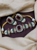 La Trendz Kundan Stone Bridal Choker Necklace Set with Earrings | Traditional Indian Wedding Jewelry for Women - Image 4