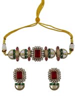 La Trendz Kundan Stone Bridal Choker Necklace Set with Earrings | Traditional Indian Wedding Jewelry for Women - Image 8
