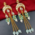 La Trendz Wholesale Kundan Chandbali Earrings with Beads & Pearl Drops | Indian Ethnic Jewelry Supplier for B2B Buyers