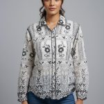 La Trendz Women's Ethnic Embroidered Cotton Long Sleeve Shirt | Designer Floral Thread Work Top for Wholesale Buyer