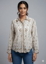 La Trendz Women's Ethnic Embroidered Cotton Long Sleeve Shirt | Designer Floral Thread Work Top for Wholesale Buyer - Image 2